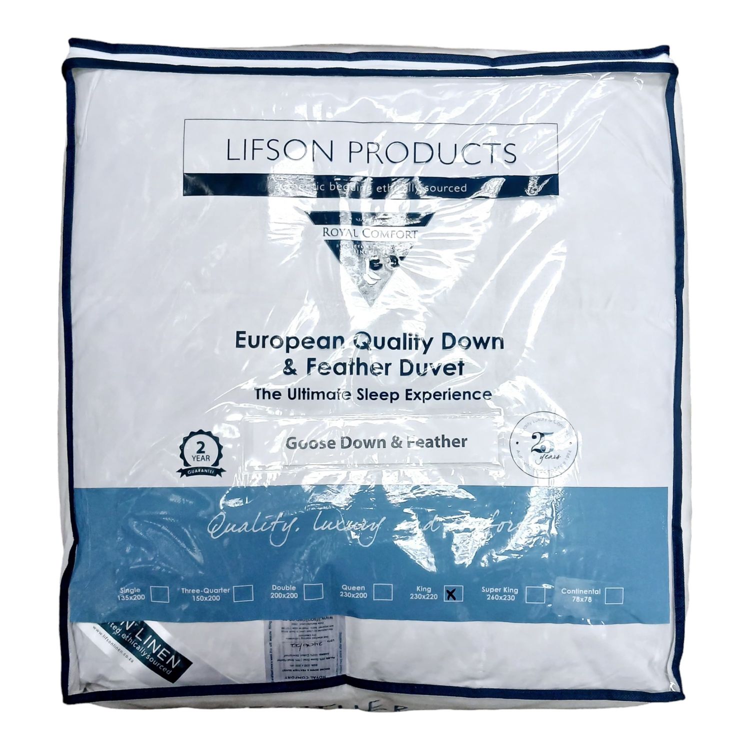 Lifson Linen | European Goose Feather Down, Size: Double 200x200