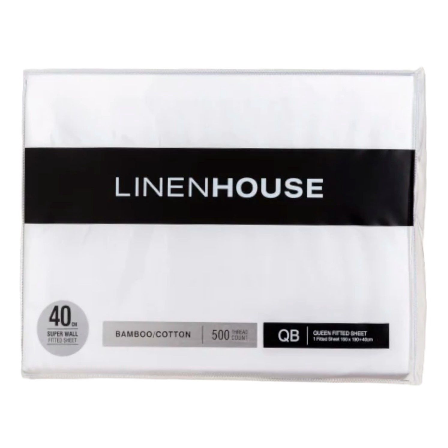 Linen House | Fitted Sheet | Elka Bamboo Cotton | Queen | White