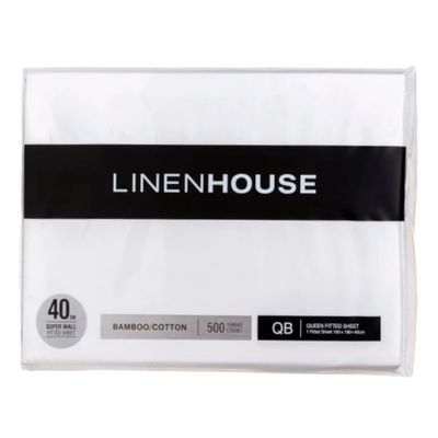 Linen House | Fitted Sheet | Elka Bamboo Cotton | Queen | White