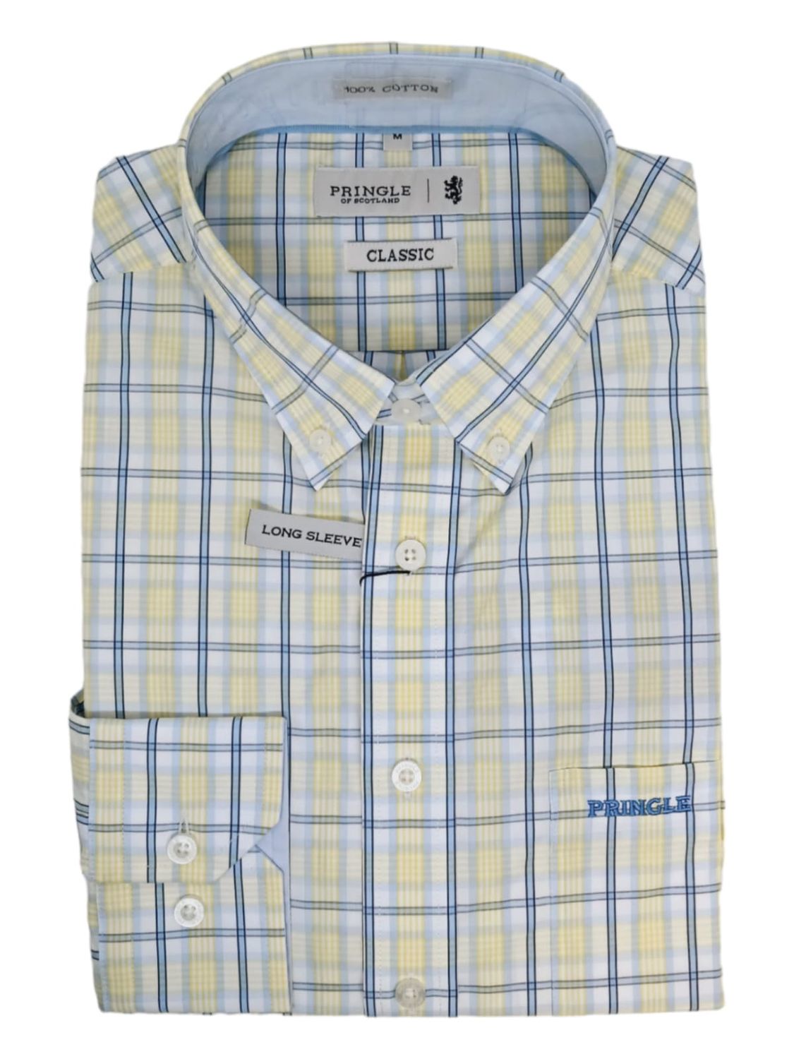 Pringle | Classic Long Sleeve Shirt | Edward | Yellow, Size: S