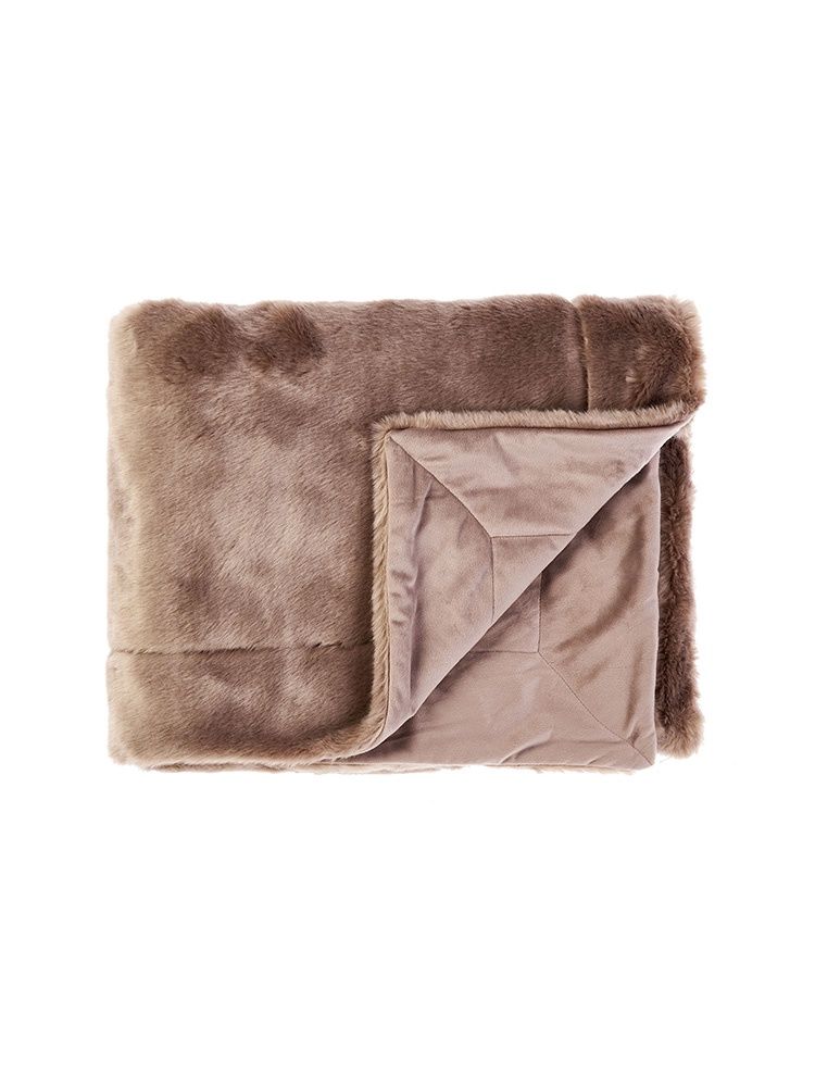 Linen House | Selma Fur Throw | Mushroom | 150x200