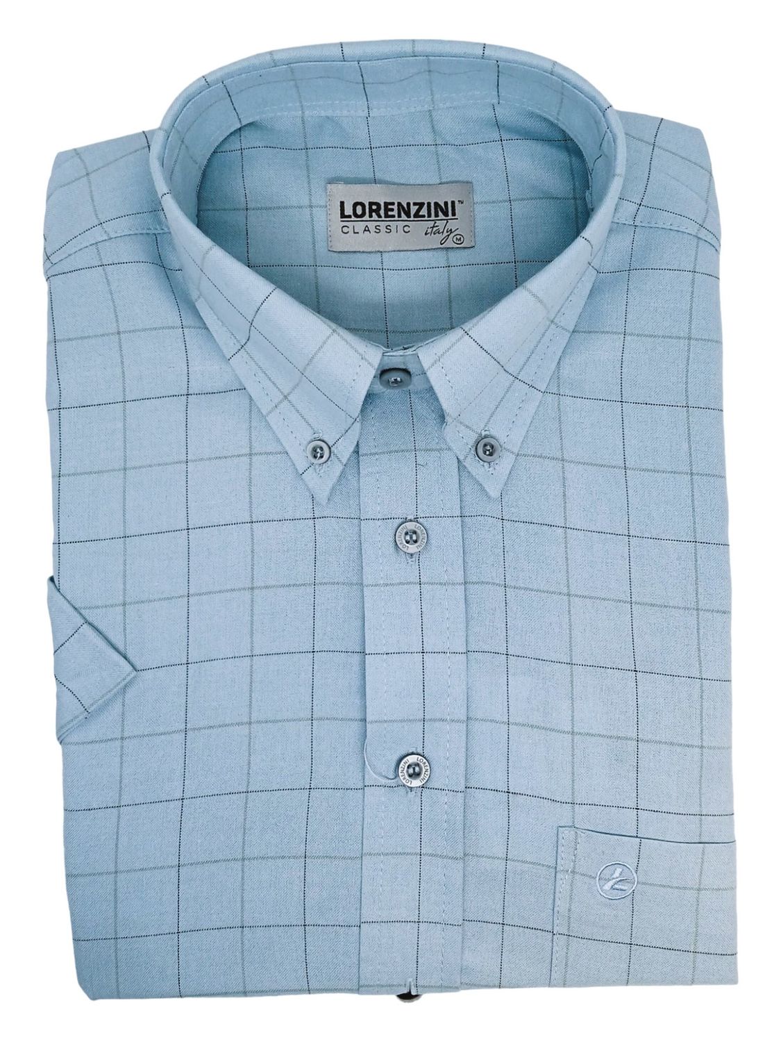Lorenzini | Classic Short Sleeve Shirt | LS50/99 | Blue Check, Size: S