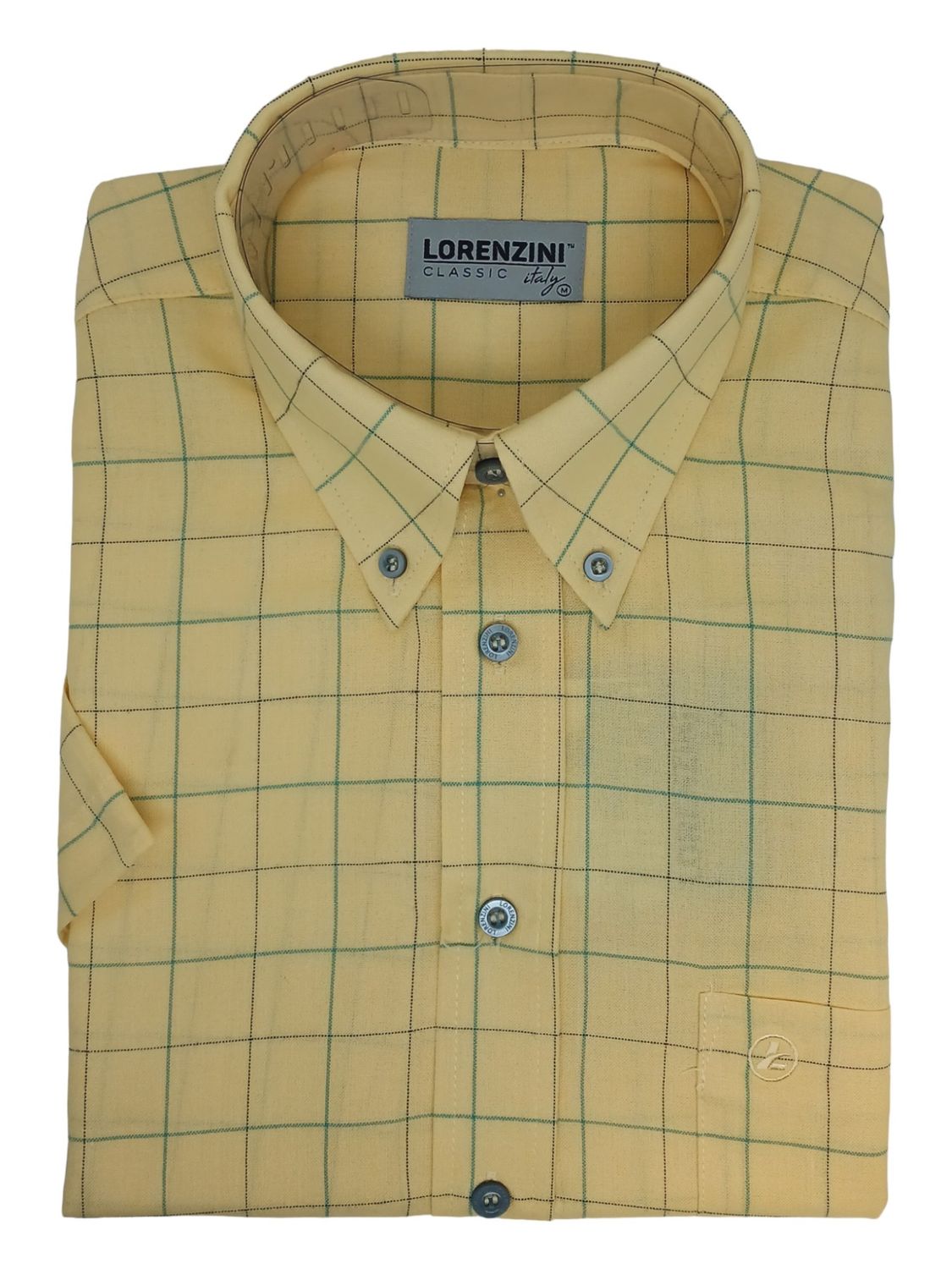 Lorenzini | Classic Short Sleeve Shirt | LS50/99 | Lemon Check, Size: S