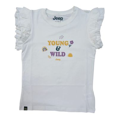 Jeep | Kids Double Frill Young &amp; Wild Tee | White