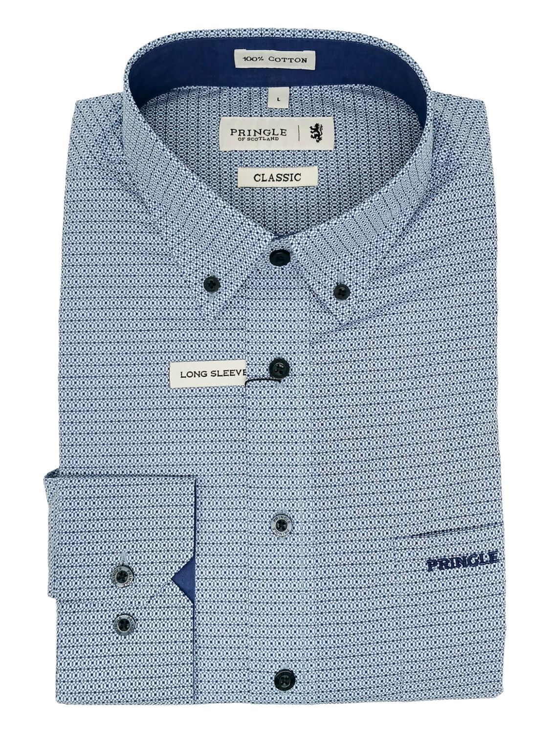 Pringle | Classic Long Sleeve Shirt | Harrison | Blue, Size: S