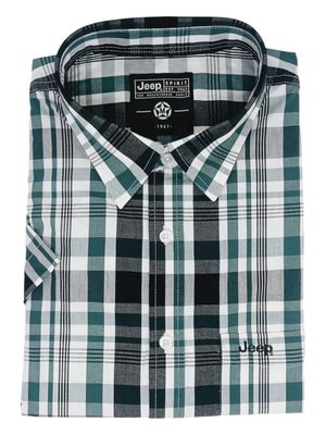 Jeep | Yarn Dyed Short Sleeve Shirt | Black &amp; Green Check