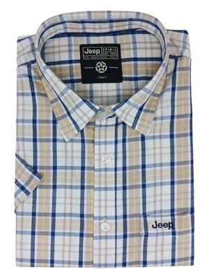 Jeep | Yarn Dyed Short Sleeve Shirt | Camel &amp; Honeycomb Check