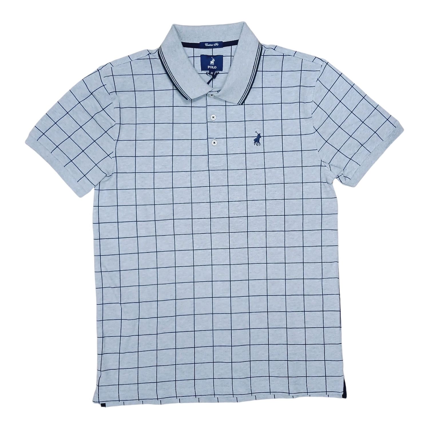 Polo | Migos Short Sleeve Golfer | Printed Check | Grey Melange, Size: S