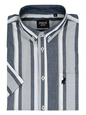 Polo | Charles Short Sleeve Shirt | Vertical Stripe | Blue