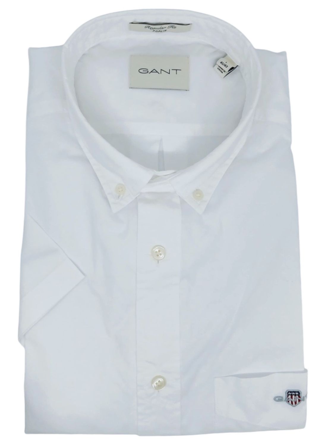 Gant | Regular Short Sleeve Poplin Shirt | White, Size: S