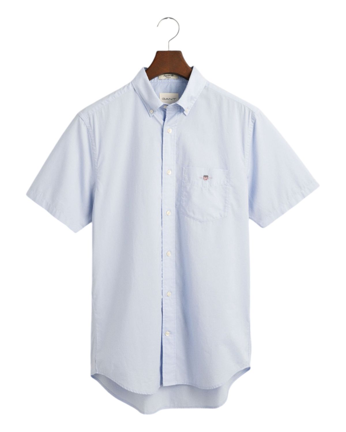 Gant | Regular Short Sleeve Poplin Shirt | Light Blue, Size: S