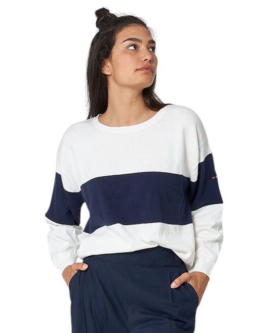 BATELA | Women&#39;s Costera Striped Knit | Navy/ Cream, Size: S