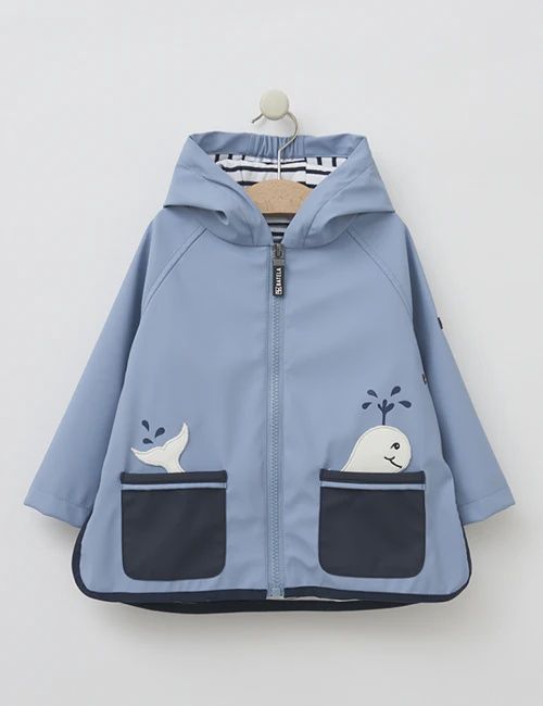 Batela Baby’s rain jacket with whale pockets and stripe cotton lining-BL main image 1