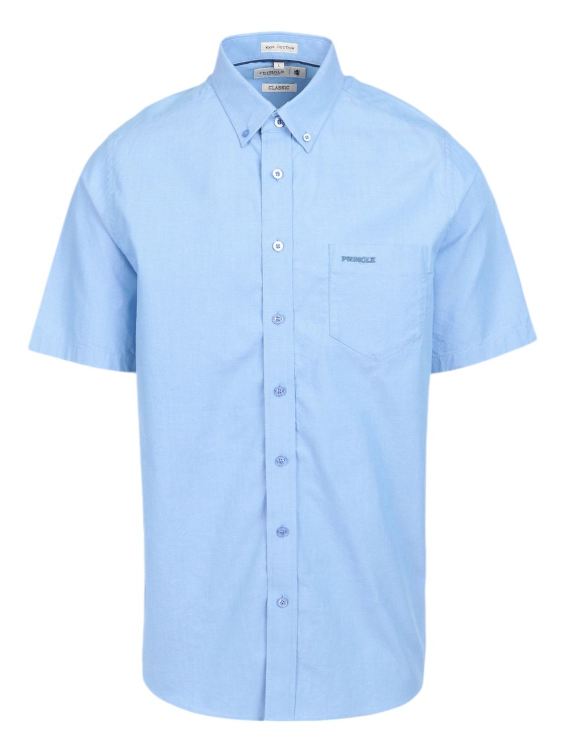 Pringle | Classic Short Sleeve Oxford Shirt | Charlie | Light Blue, Size: S