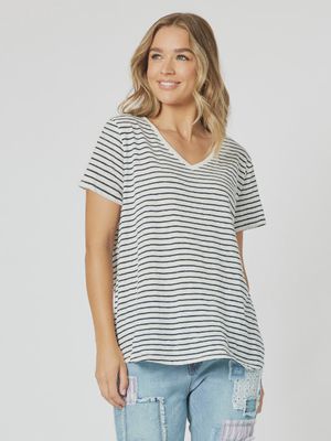 Threadz | Scout Stripe Tee | Marine &amp; White