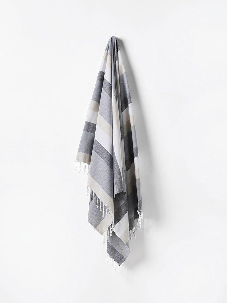 Linen House | Hammam Williamstown Beach Towel | Charcoal | 100x180