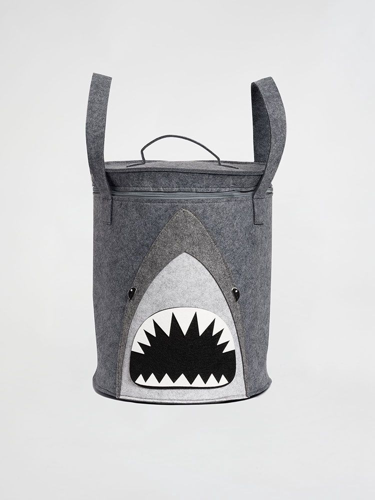 Linen House | Sammy Shark Storage Basket | Charcoal | 33x40