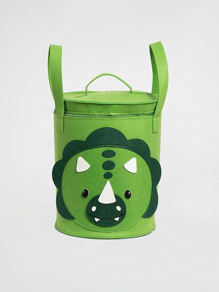 Linen House | Davie Dino Storage Basket | Green | 33x40