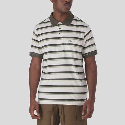 Jeep | Yarn Dyed Stripe Golfer | Green-Multi