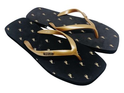 Polo | Squoval Monogram Flip Flop | Black