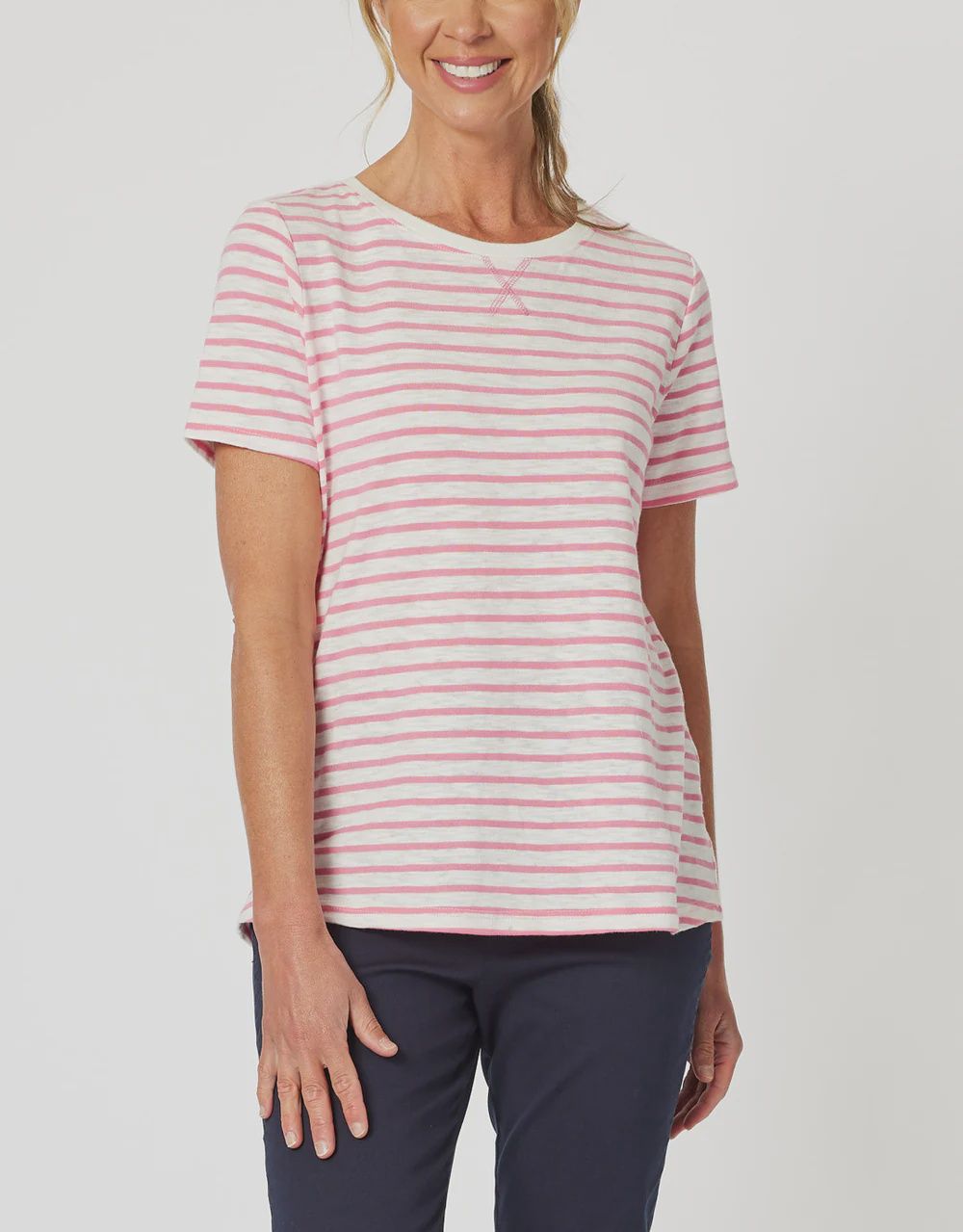 Gordon Smith | Classic Stripe Tee | Coral, Size: S