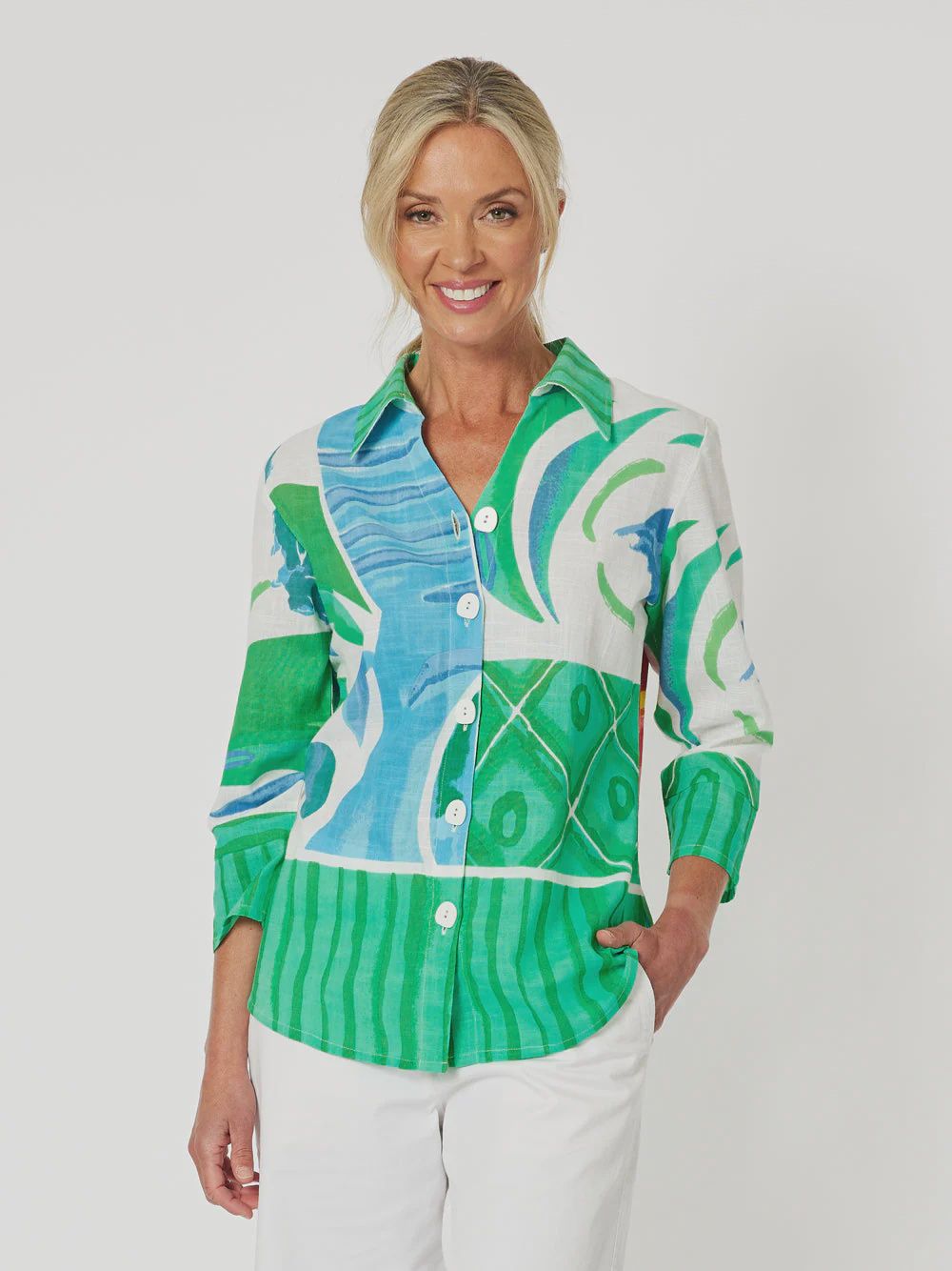 Gordon Smith | Beach Side Shirt | Green &amp; Blue, Size: 10