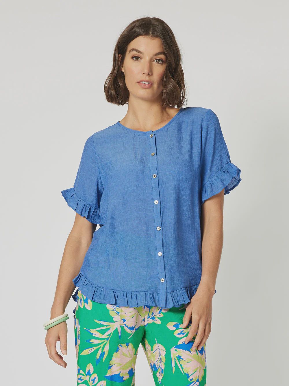 Threadz | Portofino Short Sleeve Top | Cobalt, Size: S