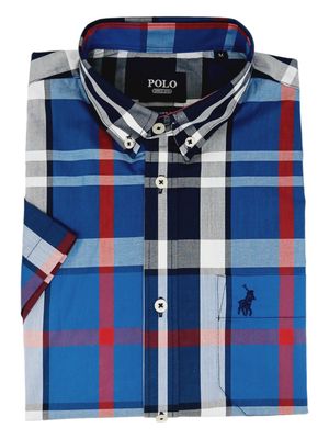 Polo | Adrian Short Sleeve Shirt | Bold Check | Blue