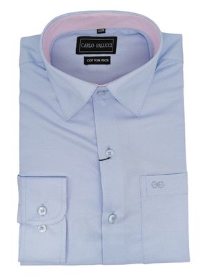 Carlo Galucci | Classic Long Sleeve Shirt CK1303 | Sky Dogtooth