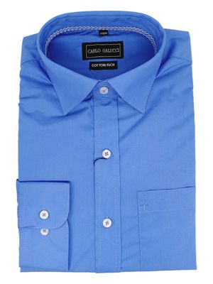 Carlo Galucci | Classic Long Sleeve Shirt CK802 | Mid-Blue