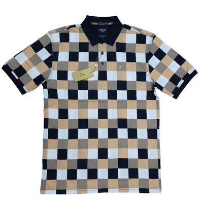 Polo | Bran Mercerised Golfer | Blocks | Brown