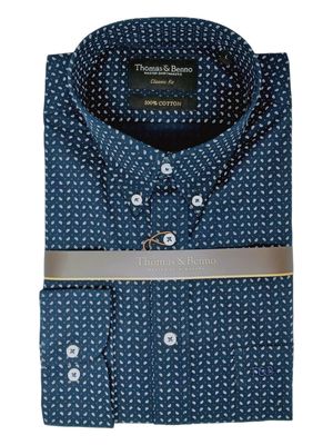Thomas &amp; Benno | Classic Long Sleeve Shirt | Paisley Print | Navy