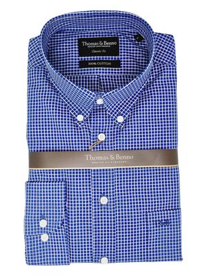 Thomas &amp; Benno | Classic Long Sleeve Shirt | Dark Blue Check
