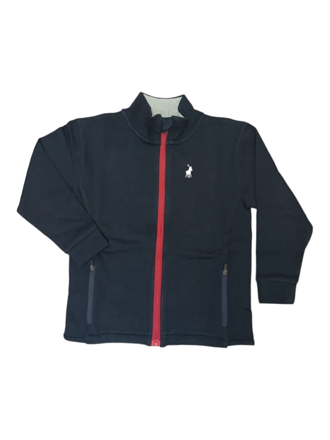 Polo | Boys Riley Zip Thru High Neck Sweater | Navy, Size: 7-8 YRS