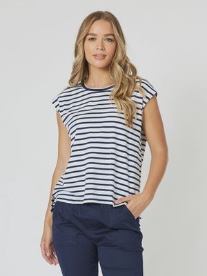 Threadz | Portia Stripe T-shirt | Navy &amp; White