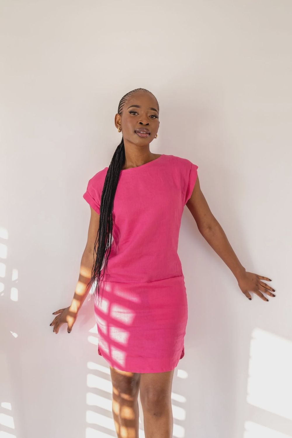 Willow | Longer Length Lily Dress | Fuschia Linen, Size: XL