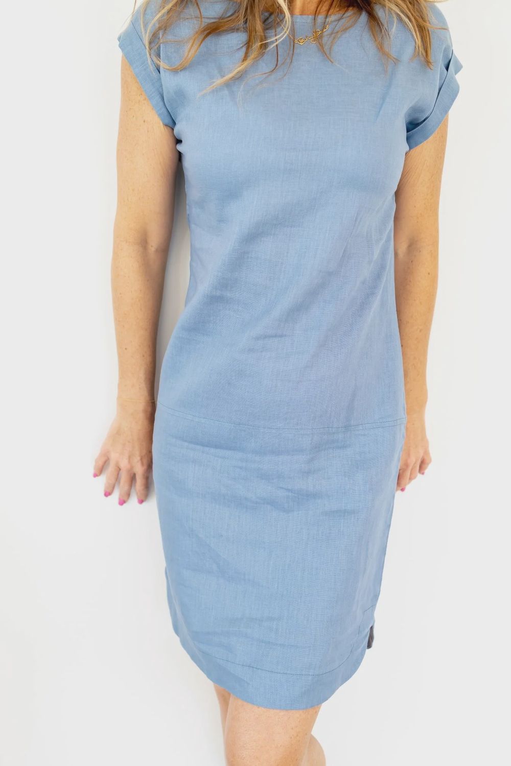 Willow | Longer Length Lily Dress | Denim Linen, Size: S