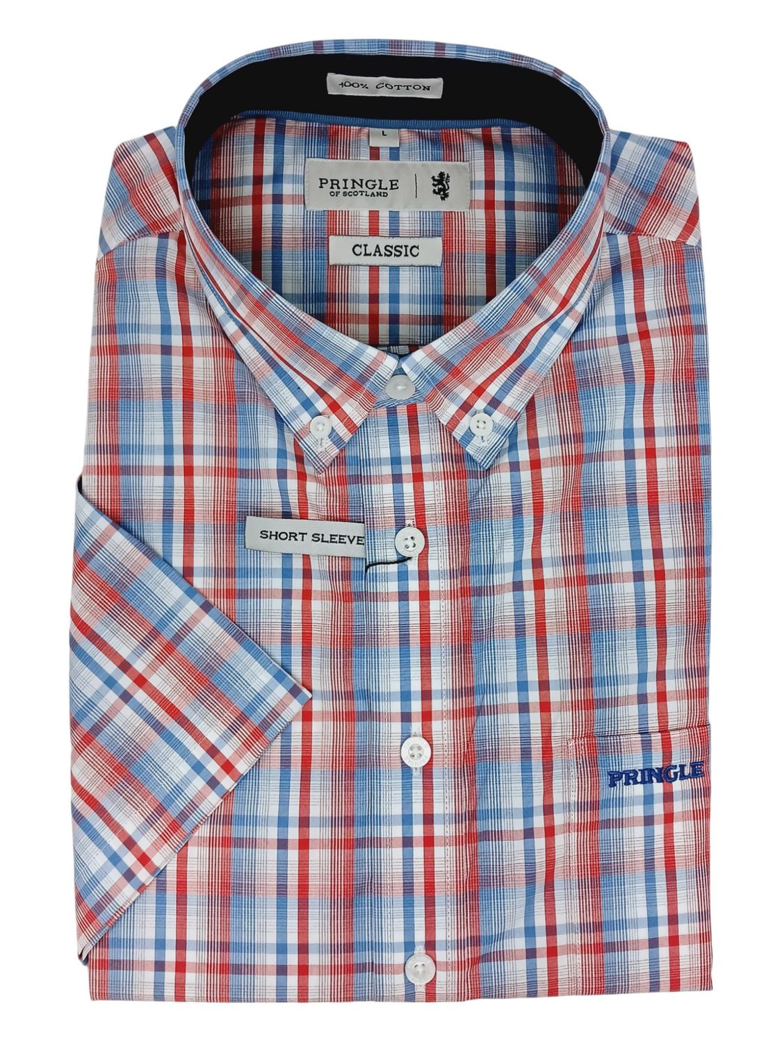 Pringle | Classic Short Sleeve Shirt | Judah | Red, Size: S