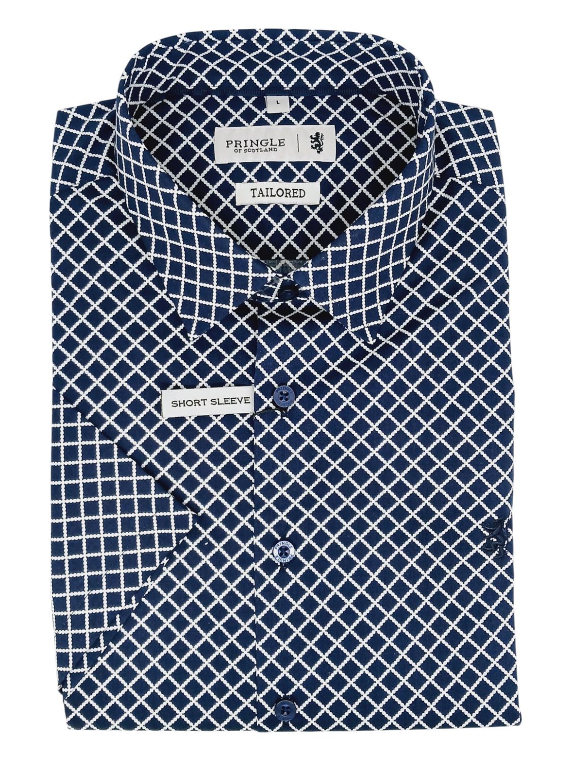 Pringle | Tailored Short Sleeve Shirt | Klaus | Navy, Size: S