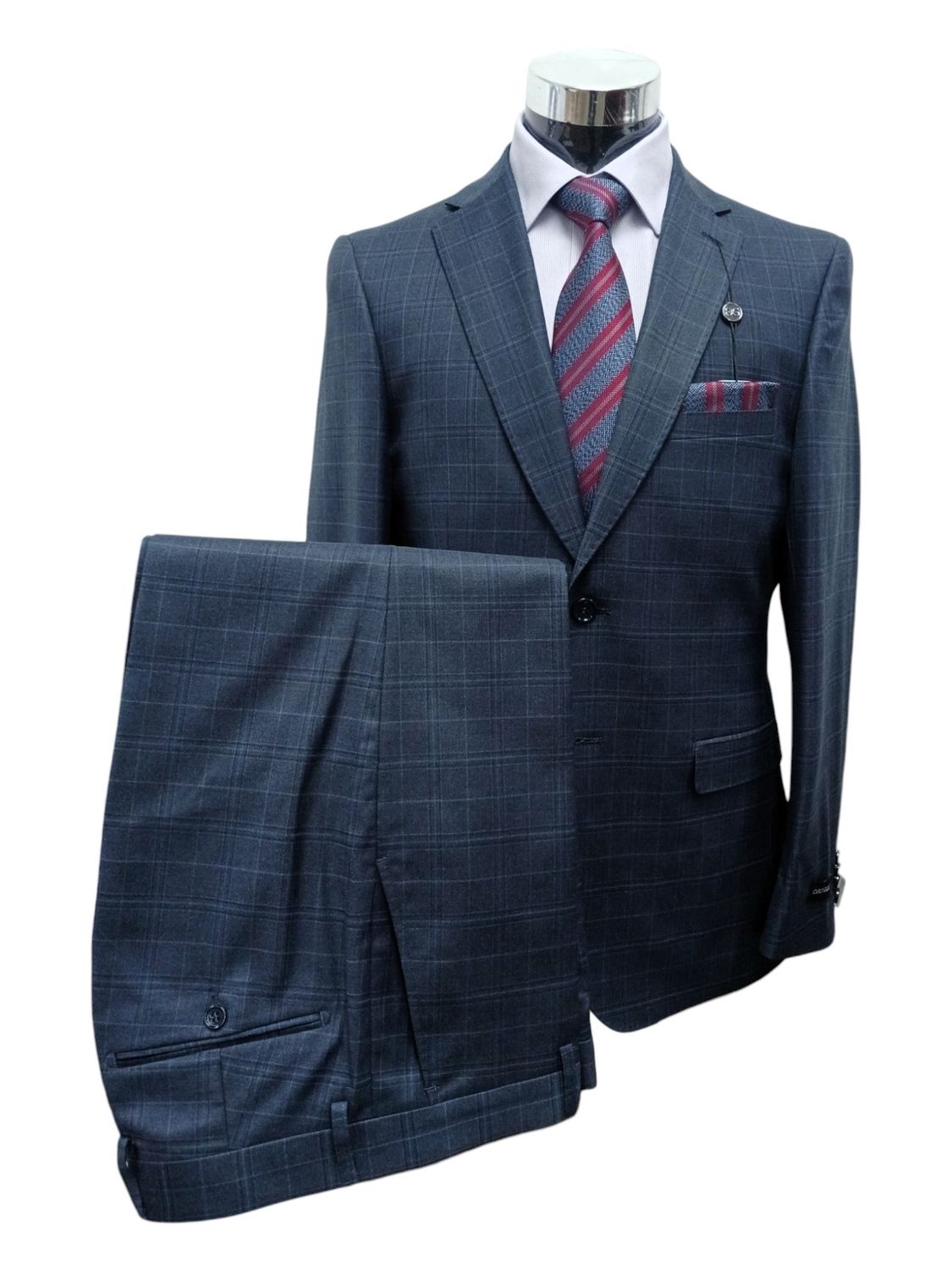 Carlo Galucci | Averado Regular 2Pc 2Btn Suit | Charcoal Check, Size: 36