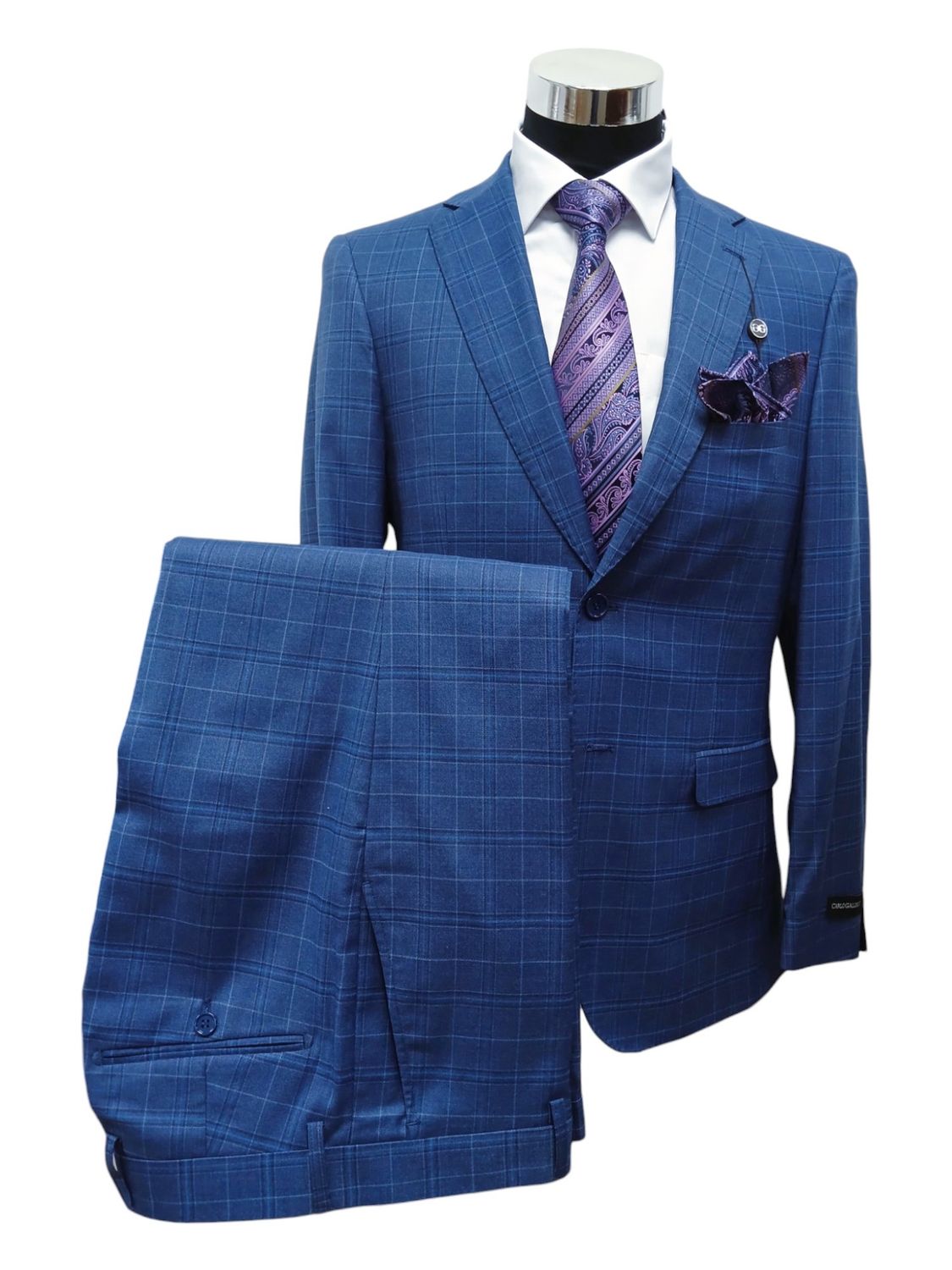 Carlo Galucci | Averado Regular 2Pc 2Btn Suit | Airforce Check, Size: 36