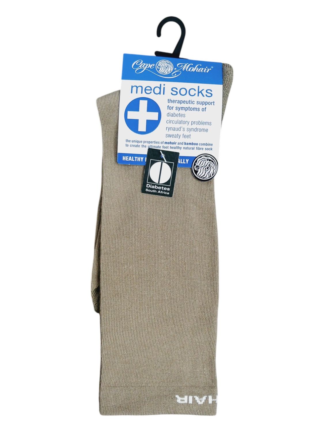 Cape Mohair | Light weight Medi Socks | Light Fawn | 8-11