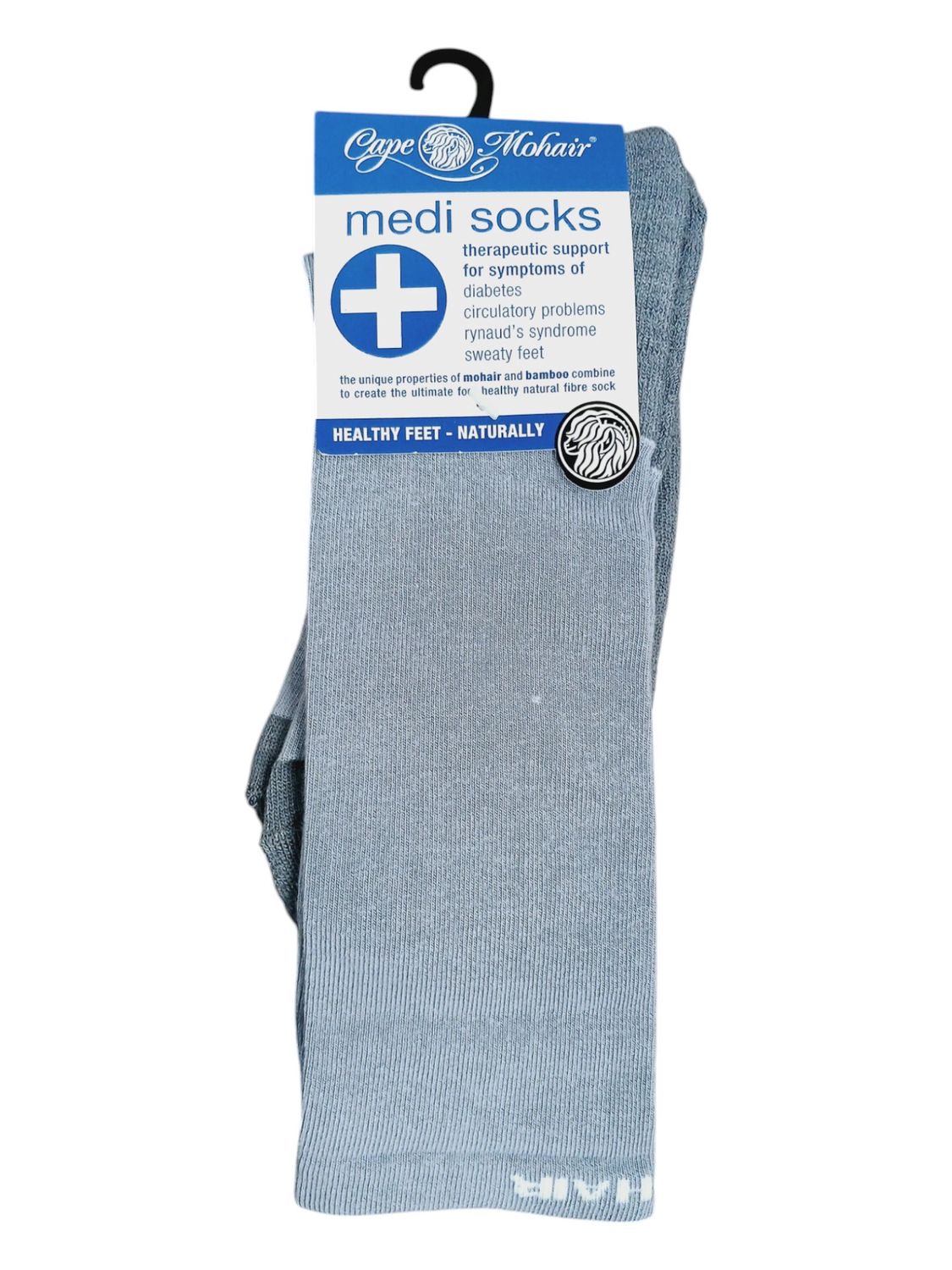 Cape Mohair | Light weight Medi Socks | Light Grey | 8-11