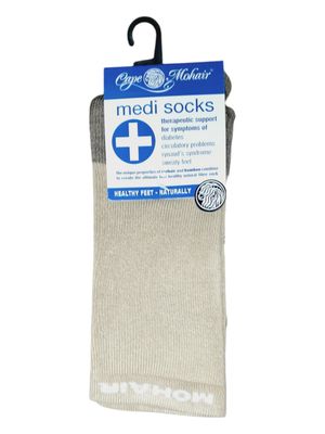 Cape Mohair | Thicker Mohair Medi Socks | Light Fawn | 4-12
