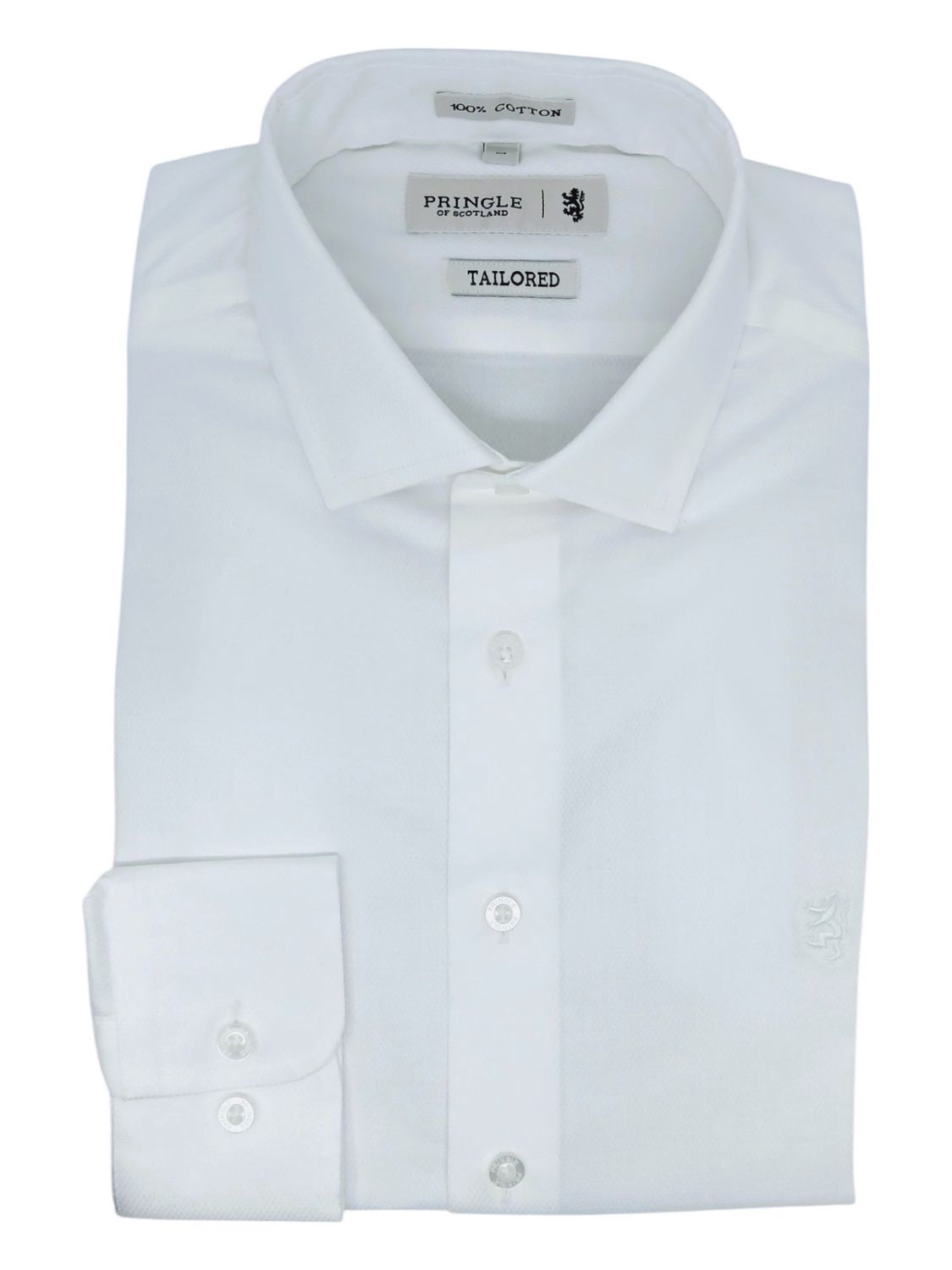 Pringle | Tailored Textured Long Sleeve Shirt | Tim | White, Size: S