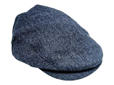 Pringle | Ascot Harringbone Newsboy Hat | Navy, Size: S-M