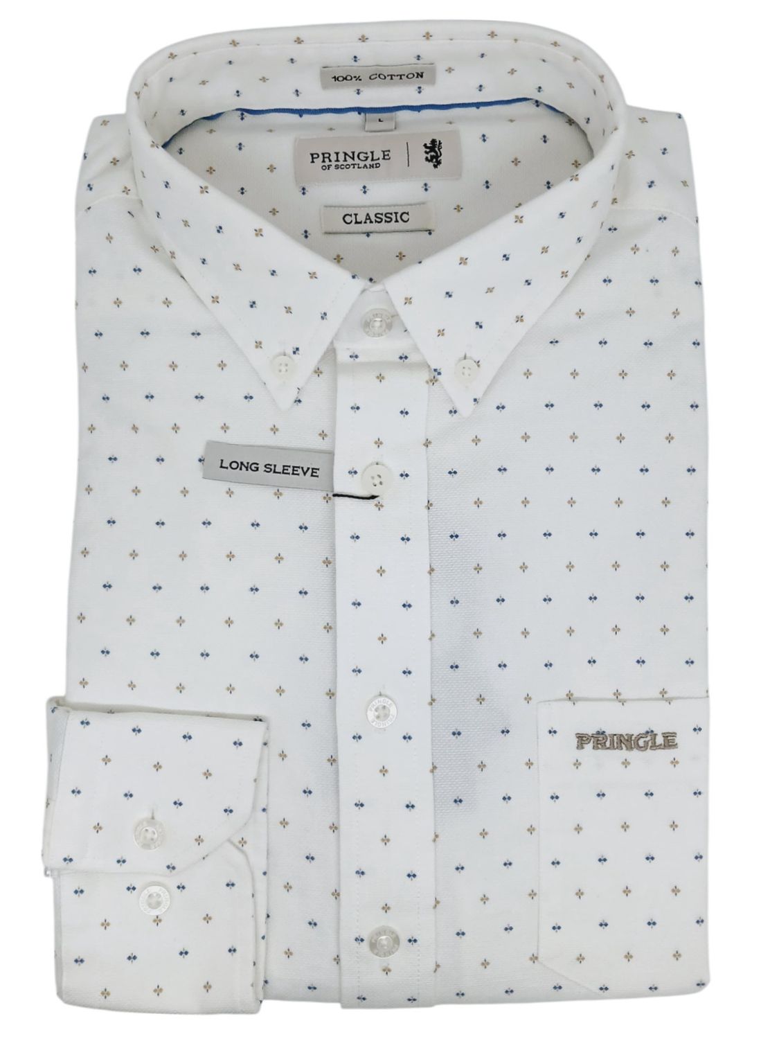 Pringle | Classic Long Sleeve Shirt | Cliff | White, Size: S