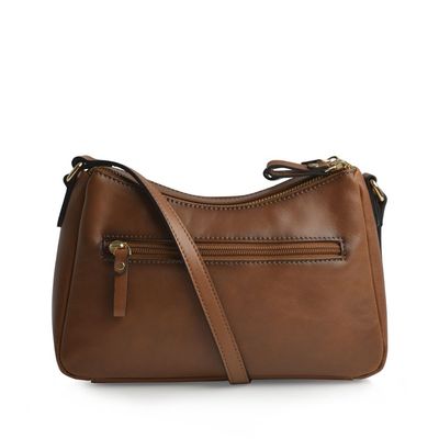 Green Cross | Multi Zip Cross Body Bag | Tan