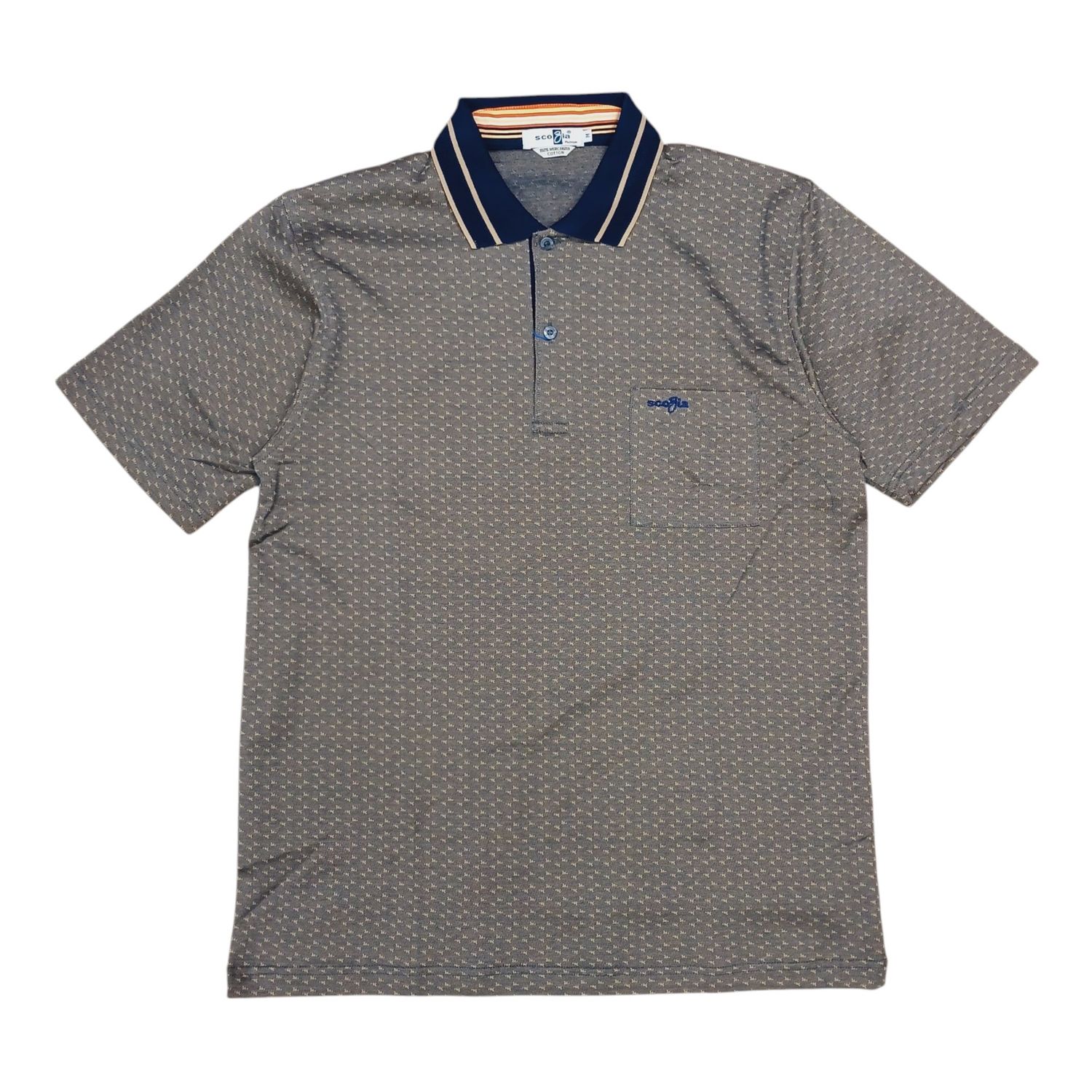 Scozia | Mercerised Golfer | Navy &amp; Camel, Size: 3XL