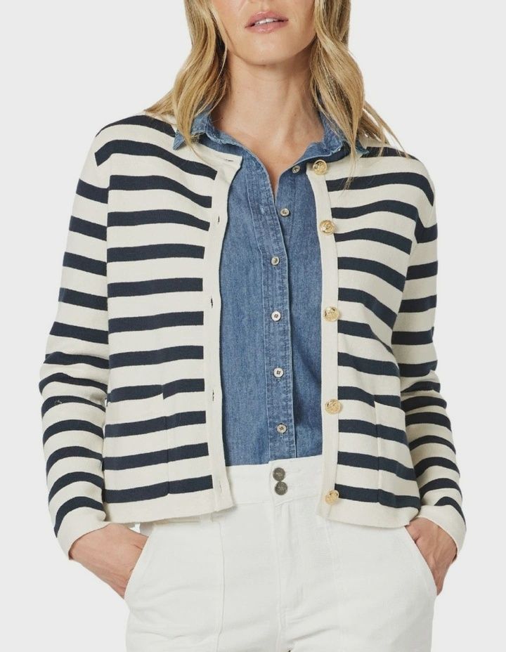 Gordon Smith | Capetown Cardigan | Navy &amp; Ivory, Size: S